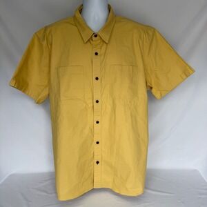 LL Bean Mens XXL Traditional Fit Short Sleeve Twill Shirt Mustard Yellow